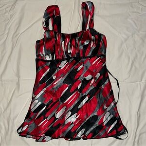 Stylish Red and Black Sleeveless Top